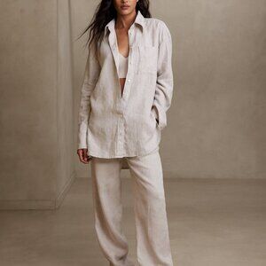 Banana Republic Oversized 100% Linen shirt, Size M in White